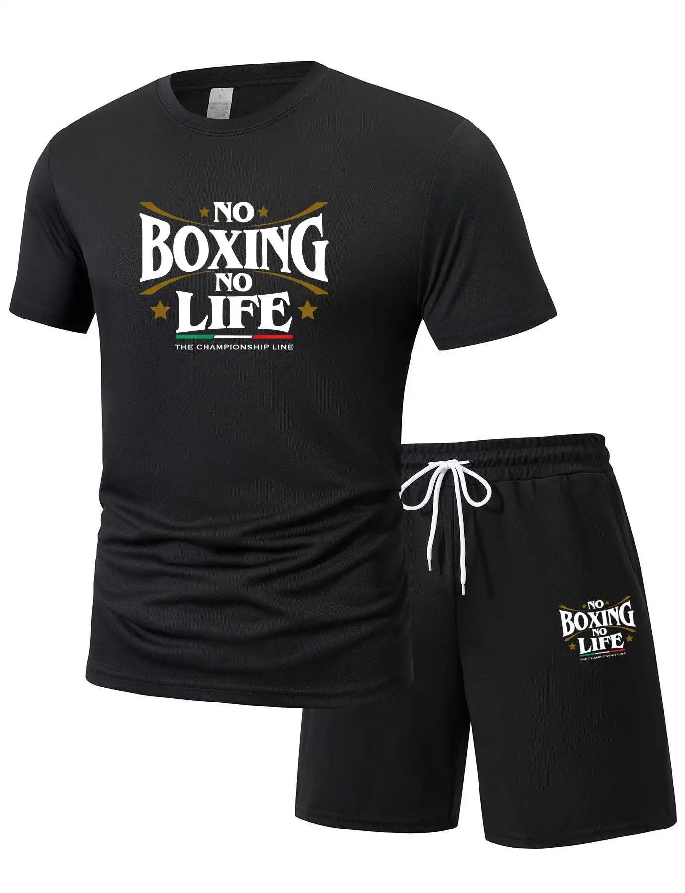 Summer Leisure Men'S 2-Piece Set No Boxing No Life Comfortable Breathable T-Shirt And Shorts Top Print T-Shirts Ensemble