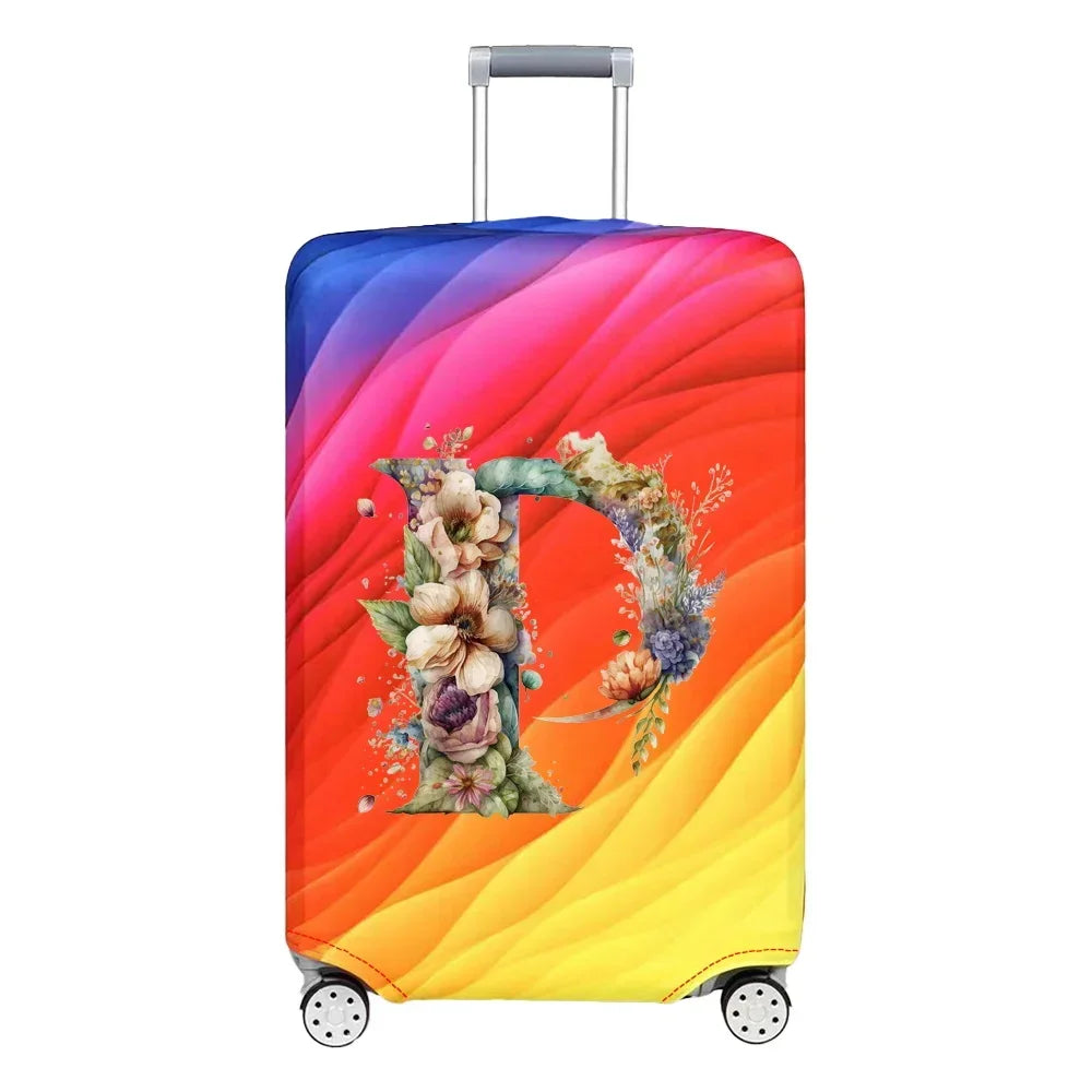 Luggage Cover Stretch Fabric Suitcase Protector Baggage Case for18-32 Inch Suitcase Case Floral Letter Series Travel Organizer