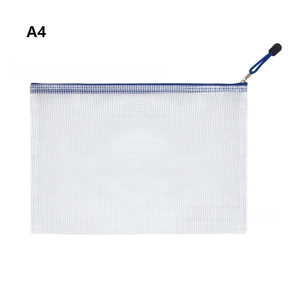 1/3pcs PVC transparent waterproof mesh zipper file bag Mesh zipper archive bag Storage office supplies Household storage bag