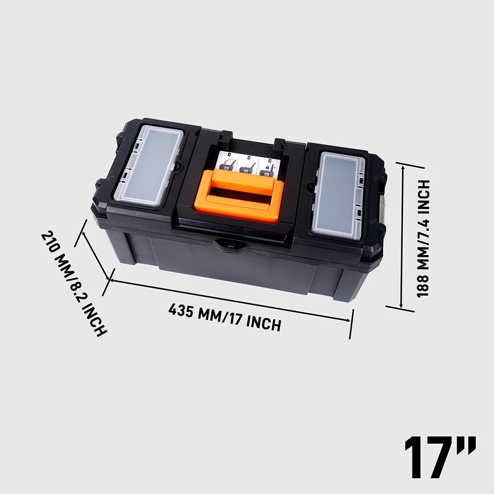 Portable Trolley Toolbox Set 17 "/19" /21 " Plastic Toolbox Set with Handle, Stackable, Multi-functional Tool Storage Box Set