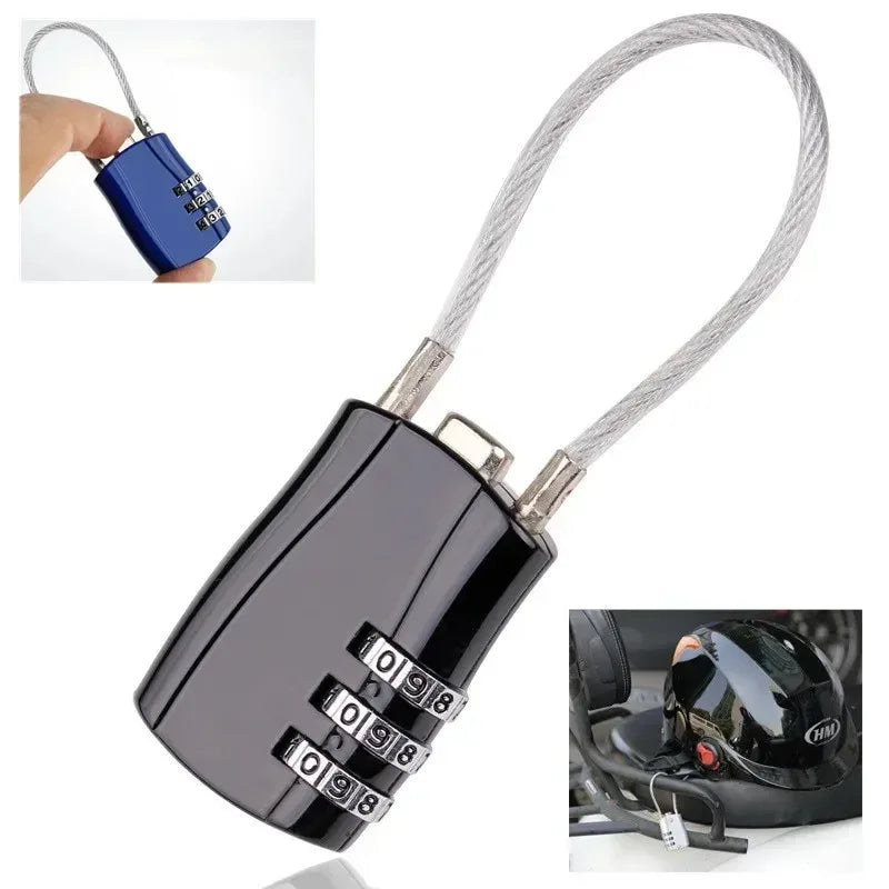 TSA Customs Lock 3 Digit Combination High Security Helmet Lock for Travel Backpack Suitcase Password Padlock Anti-theft Lock