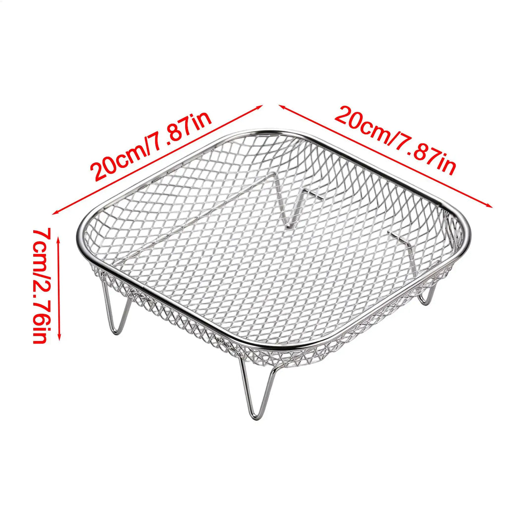 Air Fryer Rack Stainless Steel Stackable Grill No flipping easy clean filtered oil draining grill for Household air fryer