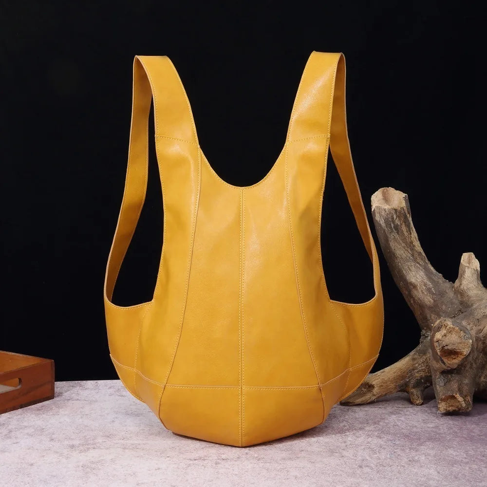 Crazy Horse Soft Leather Beetle Bag Backpack Large Capacity Anti-theft Travel Bag Multifunctional Waterproof Trendy Backpack