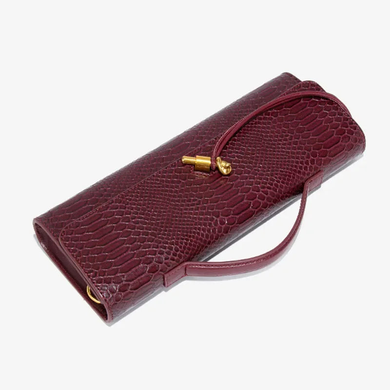 PU Leather Fashion Luxury Top-Handle Bag For Women Evening Handbag Long Purse Crocodile Pattern Crossbody Shoulder Bags
