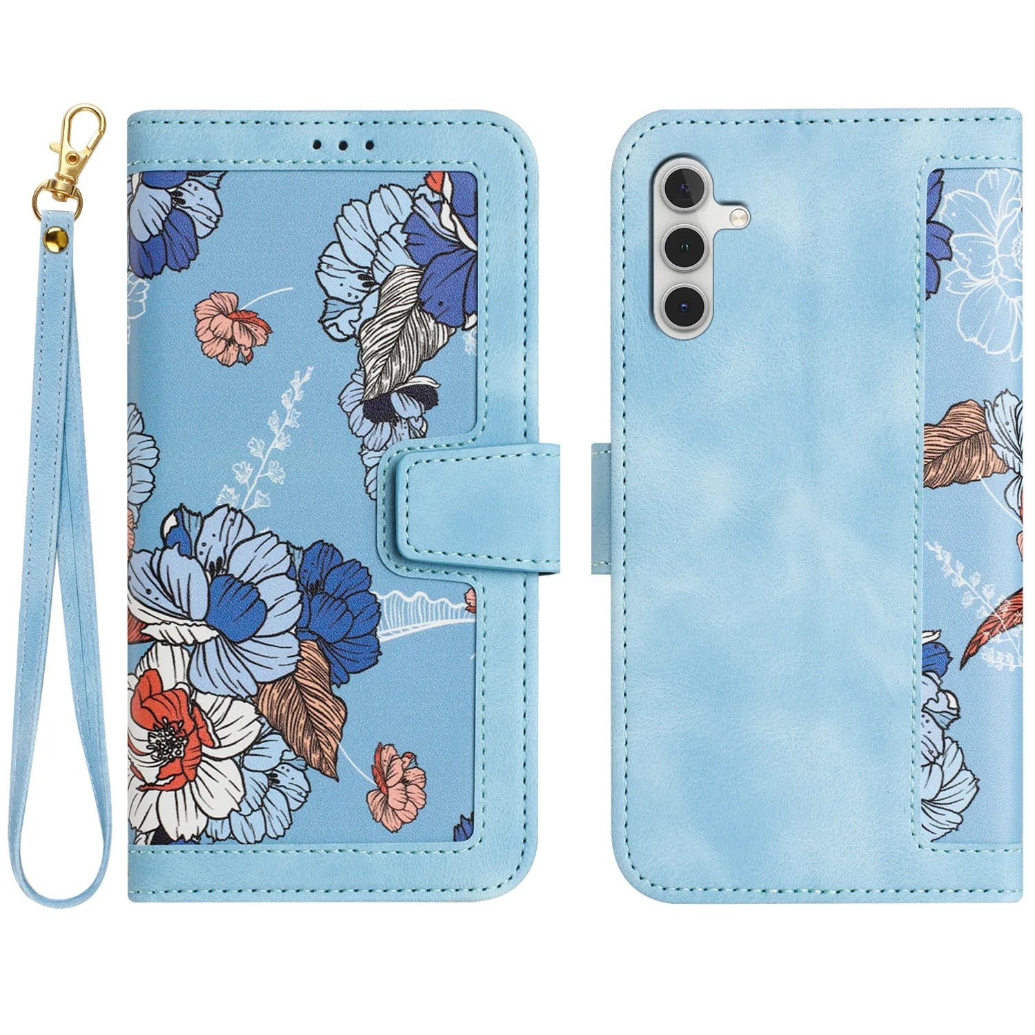 Luxury Flower Pattern Magnetic Flip Leather Case for Galaxy S25 Ultra S20 FE S21 S22 S23 S24 S25 Plus S25 Edge Slim Wallet Case