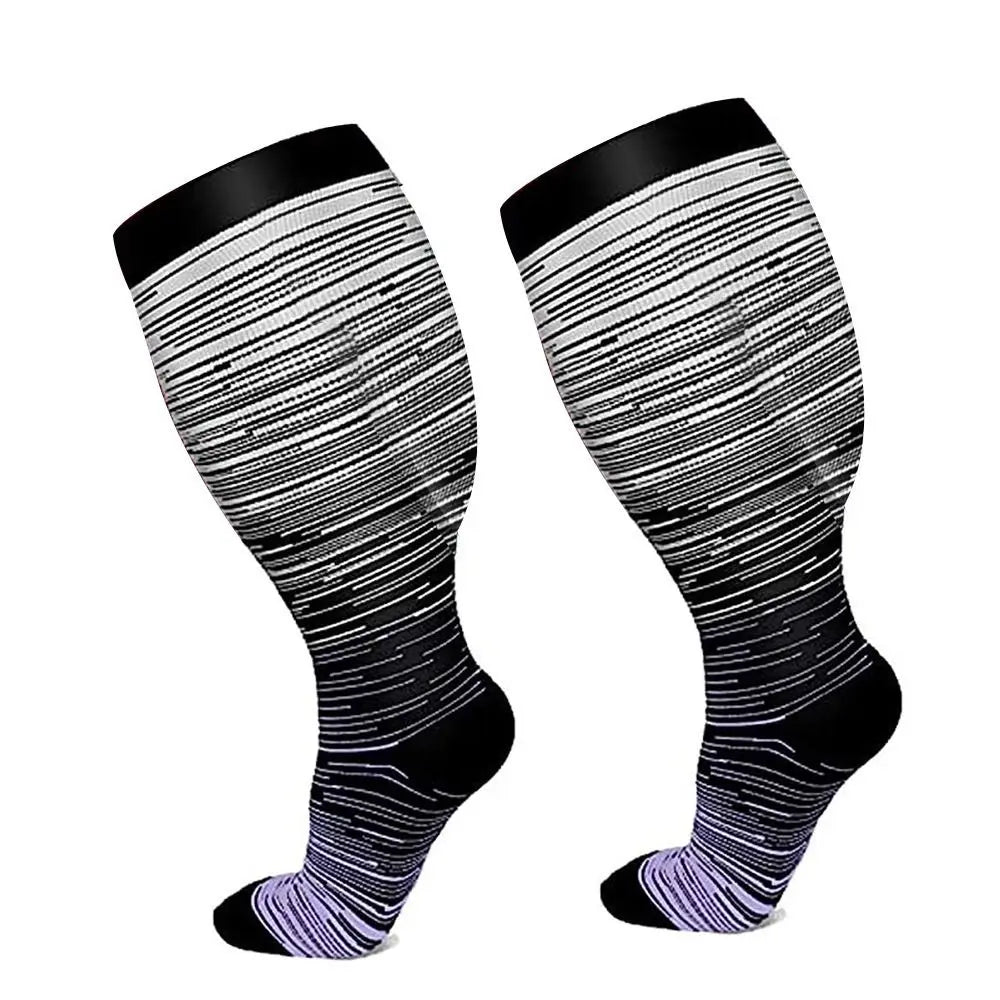 Plus Size Compression Socks Extra Wide Calf 2XL-4XL Knee High Stockings Circulation Swelling Support Soft Calves Leg Stockings