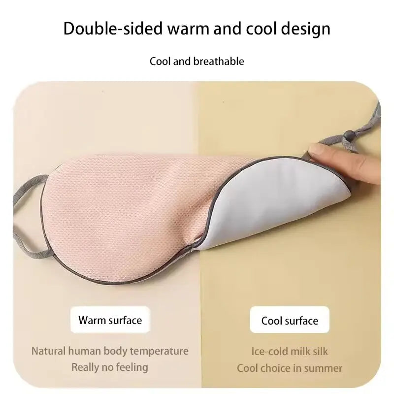 1pc Sleeping Eye Mask Korean Style Ice Silk Warm And Cool Dual Use Adjustable Travel Light Blocking Breathable Eye Mask