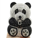 Boutique De FGG Brown Crystal Teddy Bear Evening Clutch Bags for Women Wedding Party Mini Minaudiere Purses and Handbags