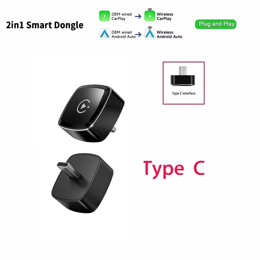 LEXXSON 2026 Ultra Mini Wireless CarPlay Adapter Wireless Android Auto AI Smart Box Intelligent Systems for Wired CarPlay Car
