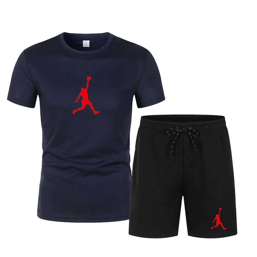 2026 Summer Fashion Printed Men's Shorts Set Two Piece Set, Men's Quick Drying Breathable Sports Set Short Sleeve T-shirt Set Me