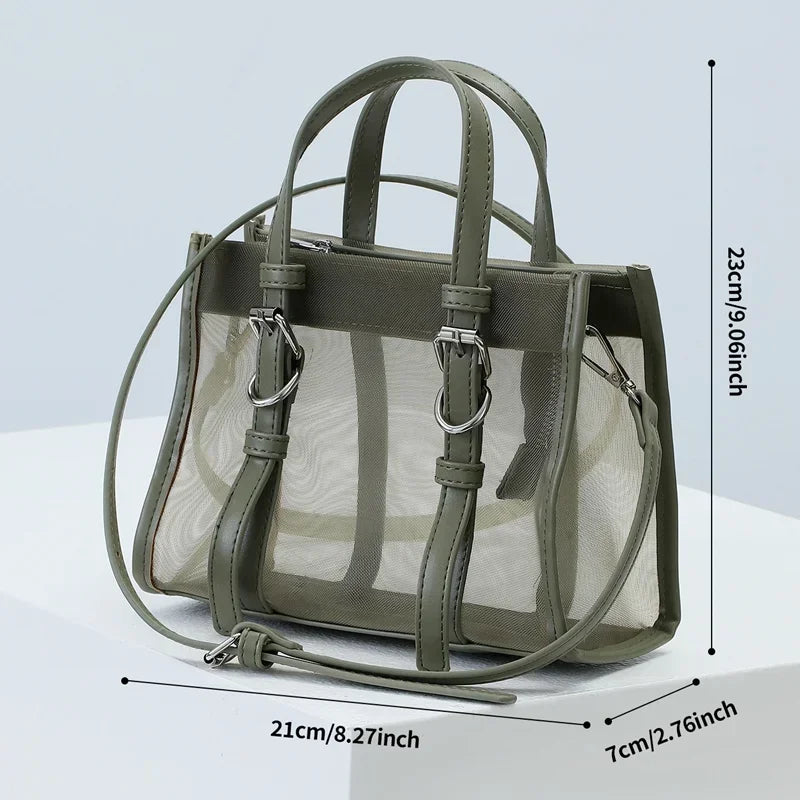 Women's Fashion Yoga Transparent Mesh Bag Luggage Sports Large-Capacity Mesh Beach Bag Swimming Bag Outdoor Fitness Bag