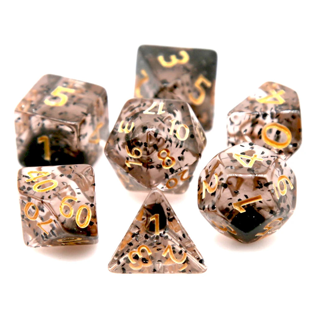 7Pcs/set Transparent Glitter Dice Set DND RPG TRPG D20 D12 D10 D00 D8 D6 D4 Tabletop Games Kids Toy Accessory
