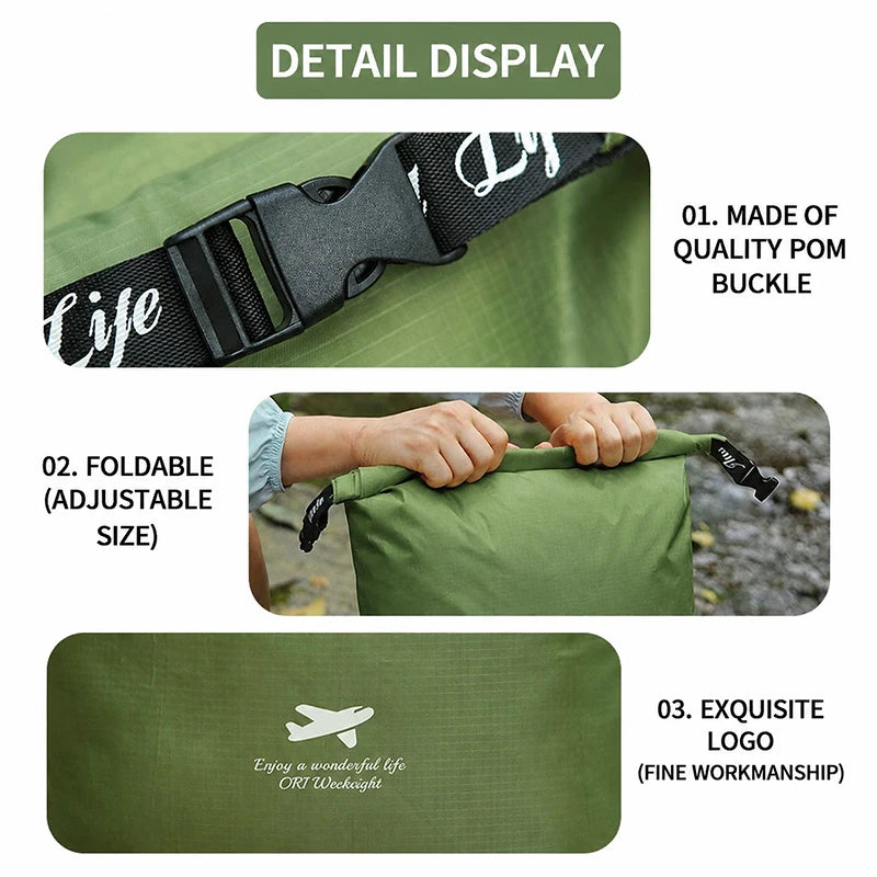 SEAMETAL Multifunctional Outdoor Folding Bag Waterproof 420D Oxford Dry Bag Large Capacity for Hiking Swimming Trekking Storage