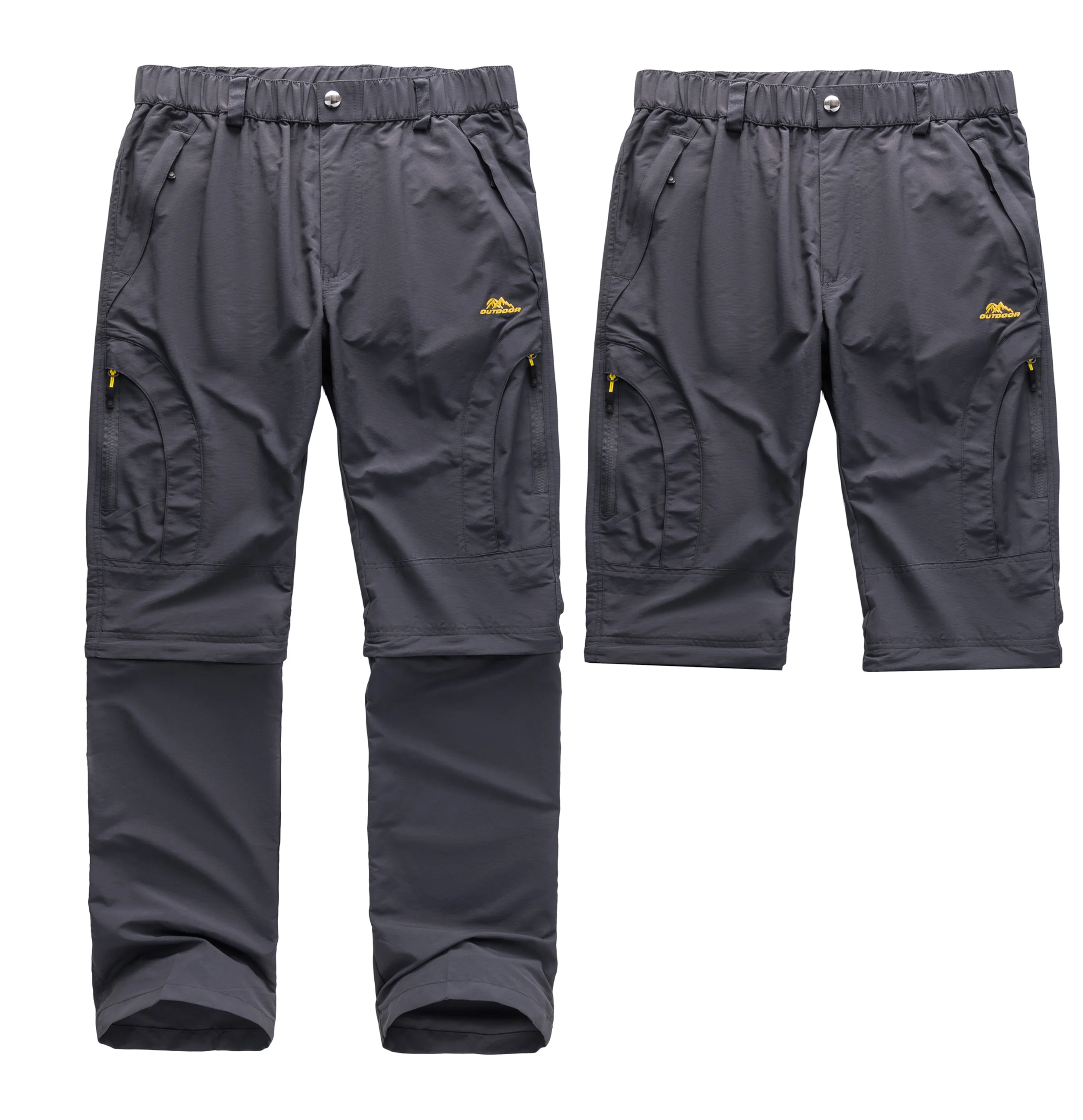 Men's Outdoor Conversion Overalls, 5 Zipper Pockets, Removable Two-Section Pants, Quick-Drying, Waterproof and Wear-Resistant Nylon Fabric, Suitable for Outdoor Fishing and Hiking