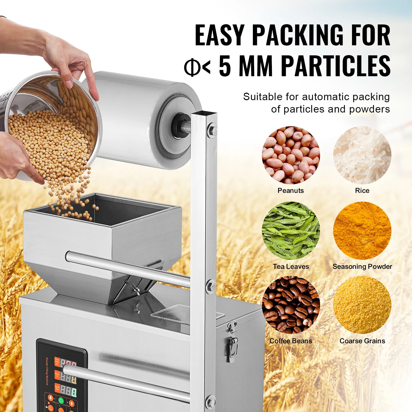 SucceBuy 1-100g Automatic Particle Packaging Machine Pouch Powder Sachet Weighting Filling Packing Machine Tea Seeds Beans Rice