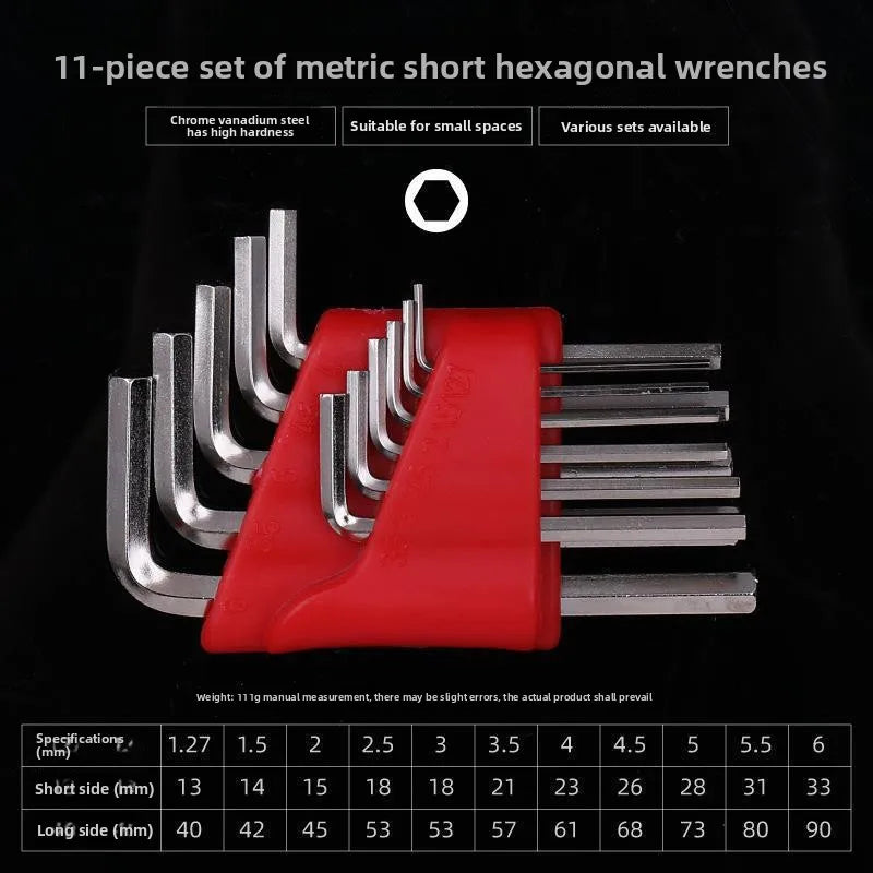 Hexagonal Wrench Set, Metric And Imperial, Short Handle, Ball Head, L-Shaped Wrench Tool