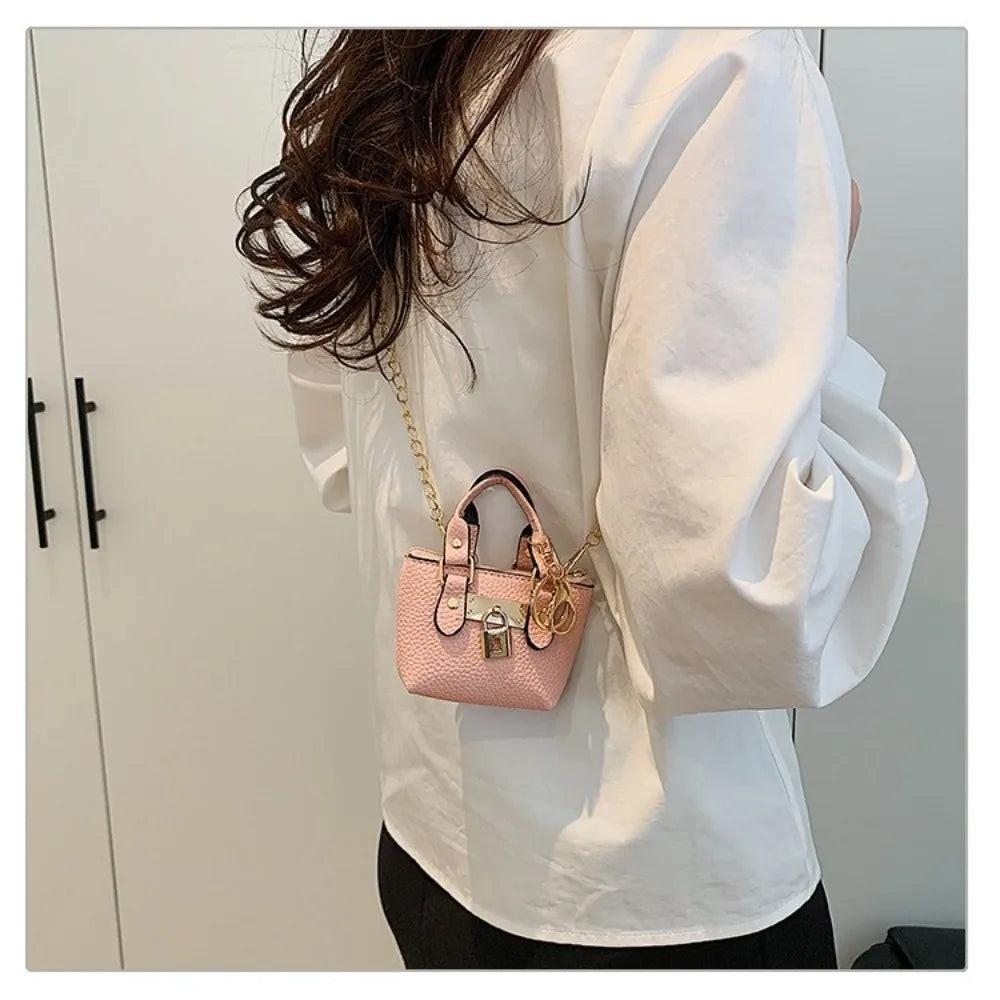 Portable Mini Small Square Bag Hand-held One-shoulder Shoulder Bag Chain Strap Wallet Keychain Women