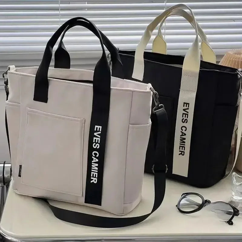 2024 New Casual Tote Large Capacity Shoulder Bag Nylon Waterproof Canvas Handbag Simple Fashion Messenger Bags for Schoolgirl
