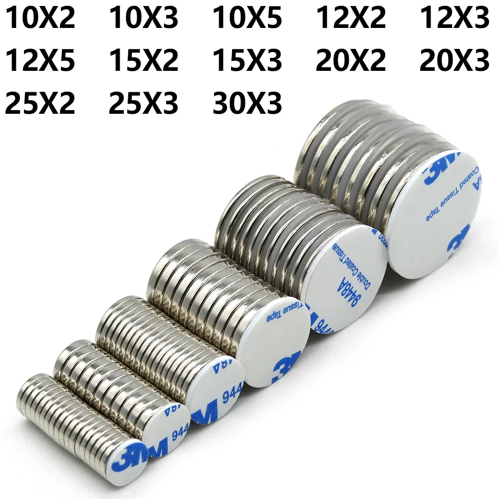 N35 Super Strong Neodymium Magnet Round With double-sided adhesive NdfeB Powerful Permanent Magnetic imanes Refrigerator Magnets