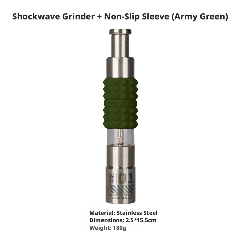 WELLHIKE Shock Wave Grinder - Stainless Steel Tactical Pepper & Sea Salt Manual Press Spice Shaker with GZ Silicone Sleeve