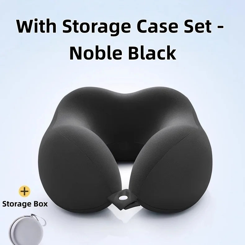 Memory Foam U-Shaped Neck Pillow with Storage Box Portable Travel Neck Support Pillow Airplane Car Office Sleep Cushion