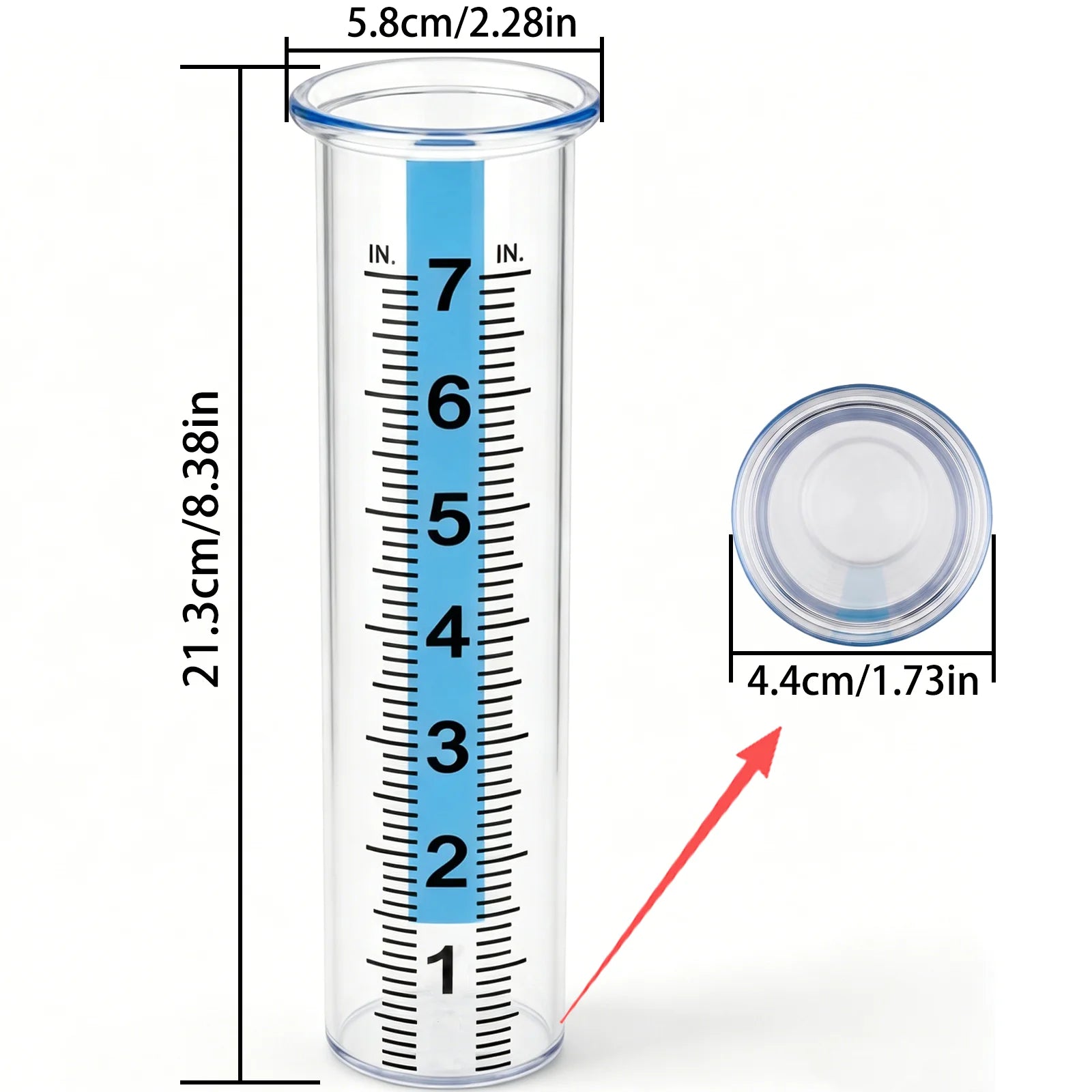 Universal 7 Capacity Glass Rain Gauge Replacement Tube With Lip Durable Transparent Rainfall Measuring Cylinder For Outdoor