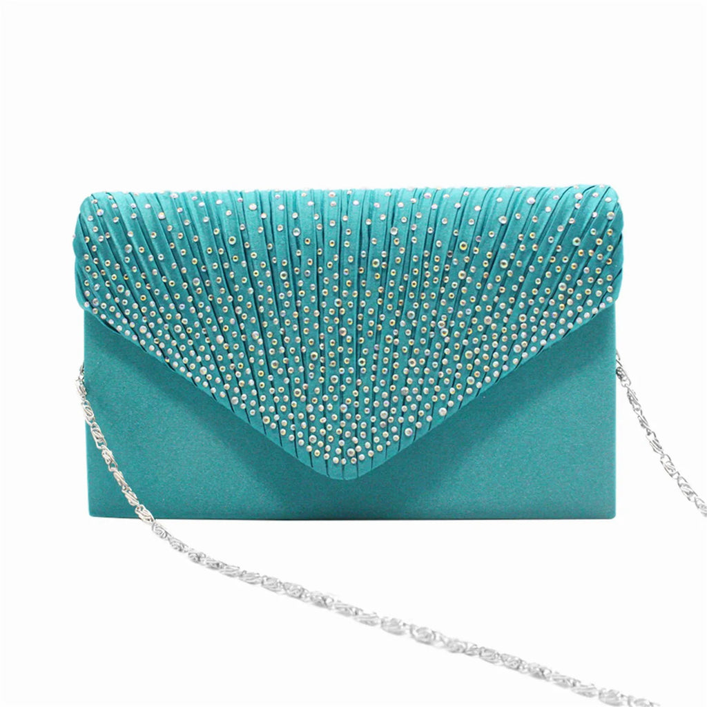 Women's Fashion Elegant Ribbon Diamond Clutch Evening Prom Handbag Light Luxury Single Room Bag For Party Wedding Nightclub
