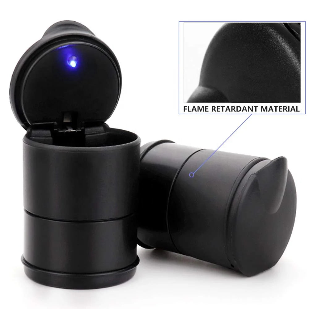 Car Ashtray LED Alloy Ash Tray Plastic Cup Portable Smokeless Auto Ashtray Flame Retardant Cigarette Holder Box Accessories