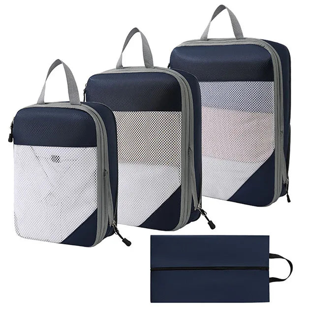 4pcs/set Portable Travel Packing Bag Thickened Waterproof Clothes Compression Storage Bag Shoes Clothes Travel Bags Packing Cube