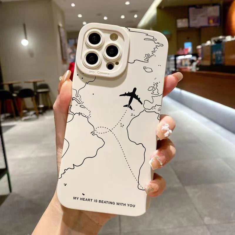 Travel-nspired Airplane Route Design Case For Xiaomi Mi 11 Lite 5G 14 13T 13 12T 12X 12 11 Poco F6 F5 X6 X5 X3 M6 Pro Soft Cover