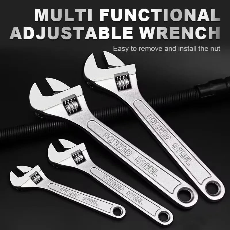 Adjustable Wrench Large Openin Long Handle Universal Spanner Clamp Steel Mechanical Workshop Hand Repair Tools 6/8/10/12 inchs