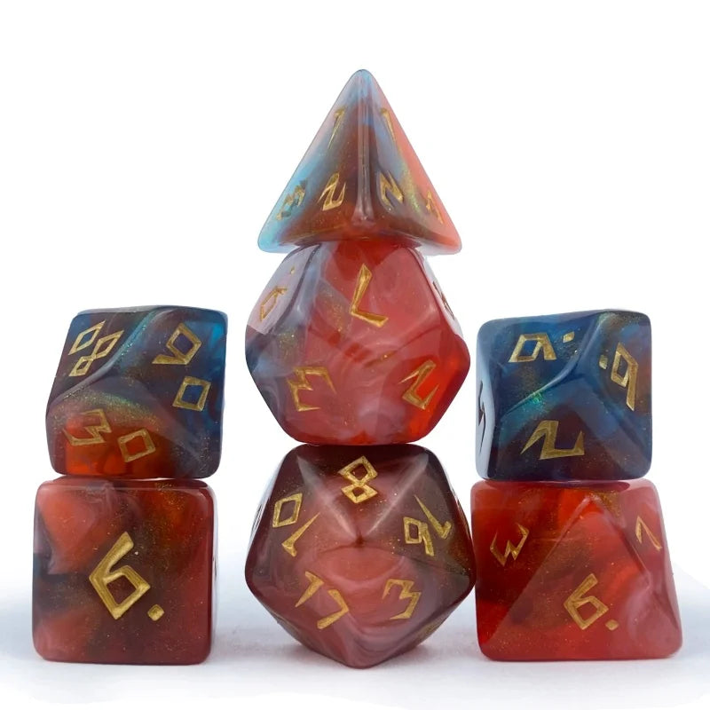 Dazzling Colors 7 Pcs /Set Acrylic Dice TRPG Games D4 D6 D8 D10 D12 D20 Dice Polyhedral Dice Set For DND Or COC Game