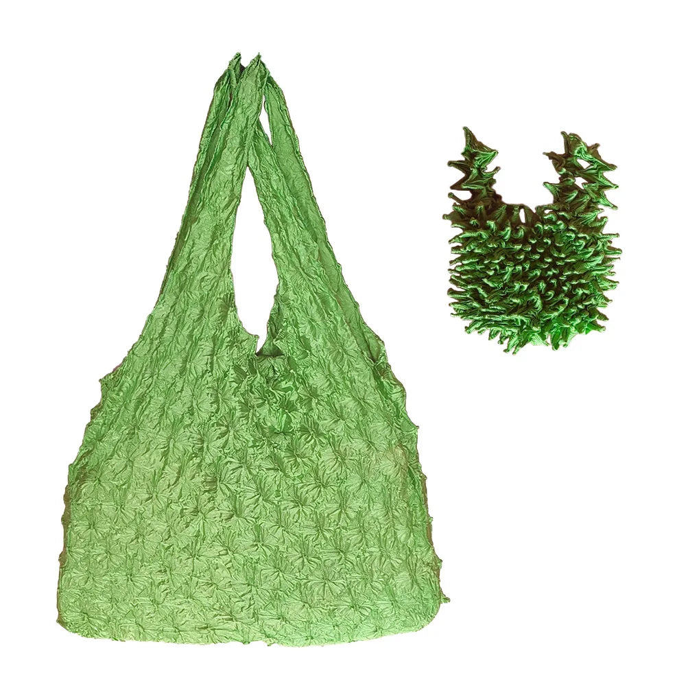 Folded Bubble Design Shopping Bag Swollen And Shrunken Hedgehog Shape Magic Bubble Bag Fashion Simple Craft Design Handbag