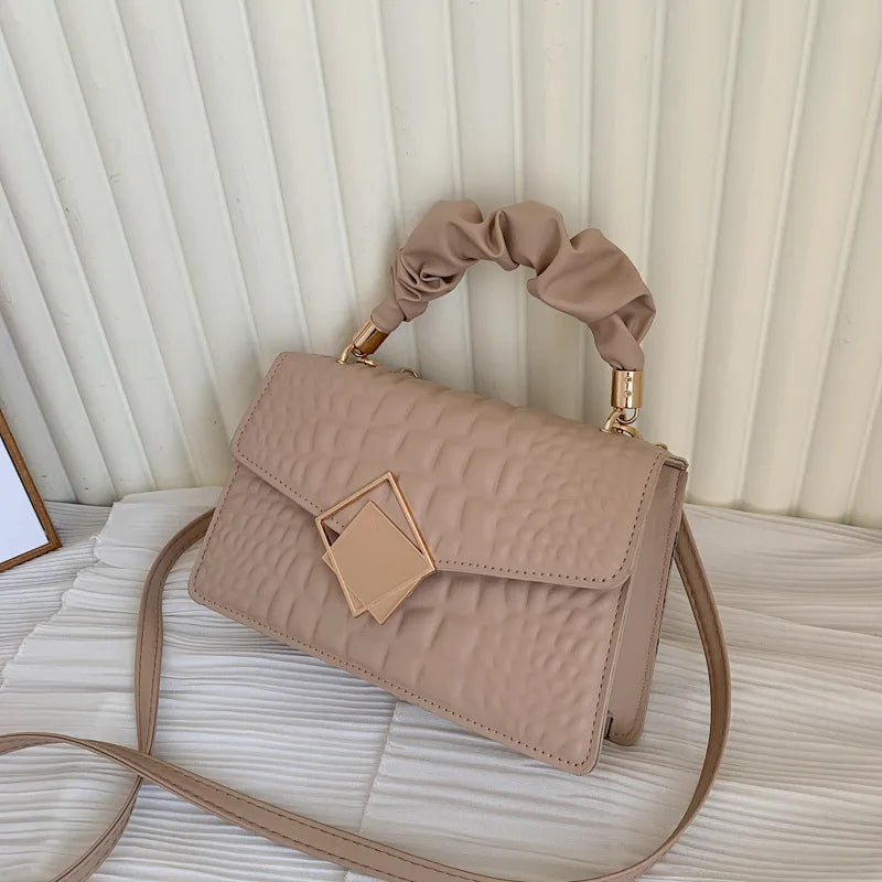Elegant Snake Bone Chain Small Square Bag Women's Crossbody Simple Design Spring Summer New Style Trendy Handbag Purse