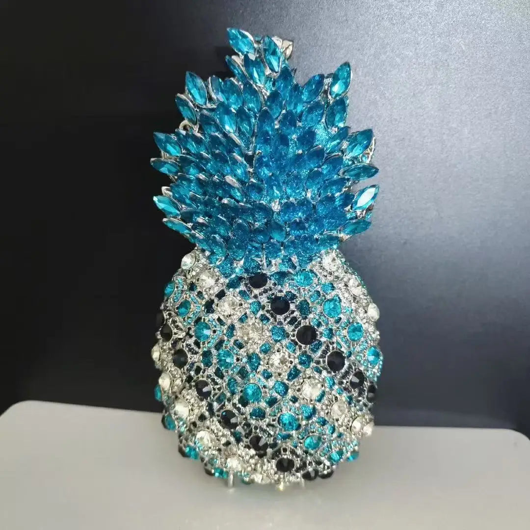 Blue Stone Pineapple Bag Diamond White Party Dinner Clutches Crystal Women Prom Formal Handbags For Lady Rhinestone Purses Bags