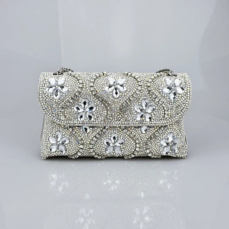 New Fashion Celebrity Rhinestone Bag Clothing Alloy Xiaoxiangfeng Shoulder Crossbody Dinner Bag