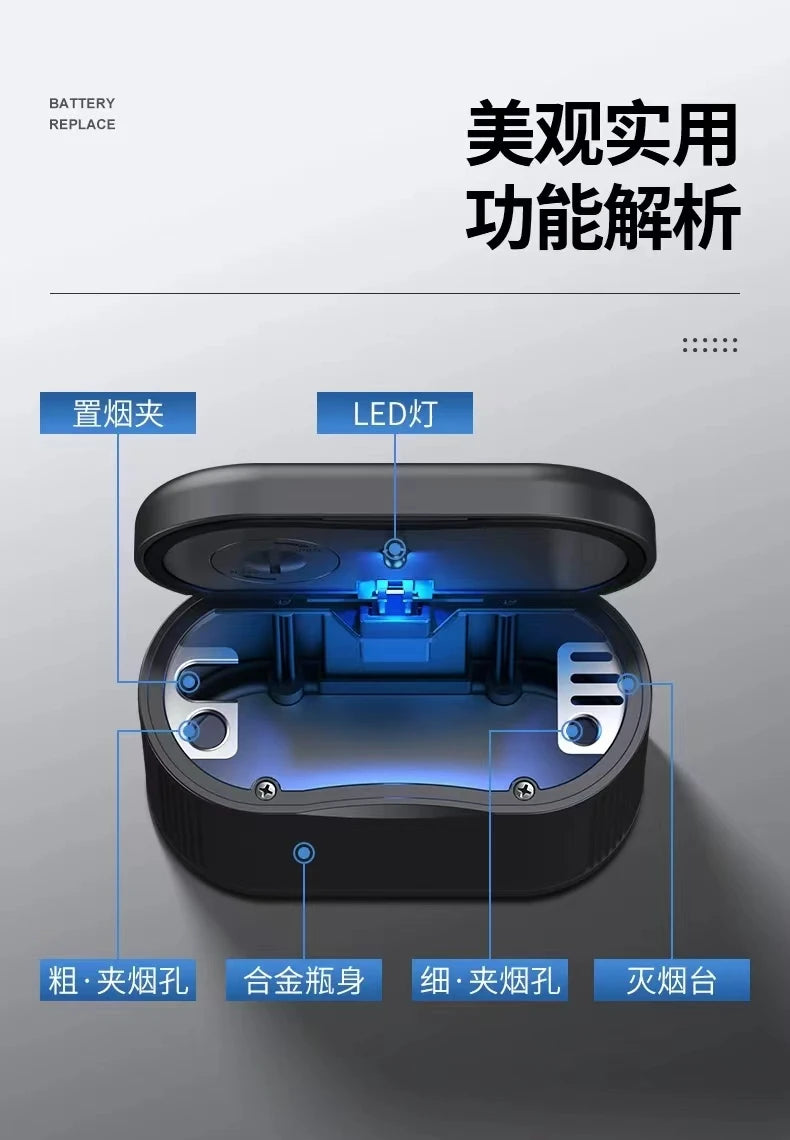 Universal Car Ashtray With Led Lights Auto Cigarette Smokeless Portable Ash Tray With Cover Creative Multi-function Al Alloy
