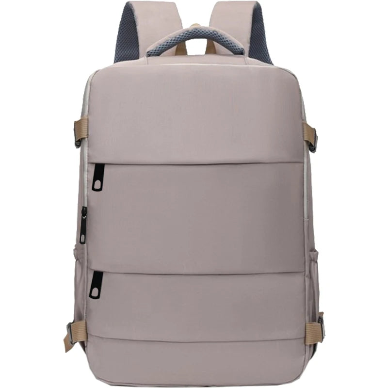 Versatile Women's Travel Backpack with Shoe Compartment, Multi-pocket Laptop Bag with Luggage Strap for Work & Trips