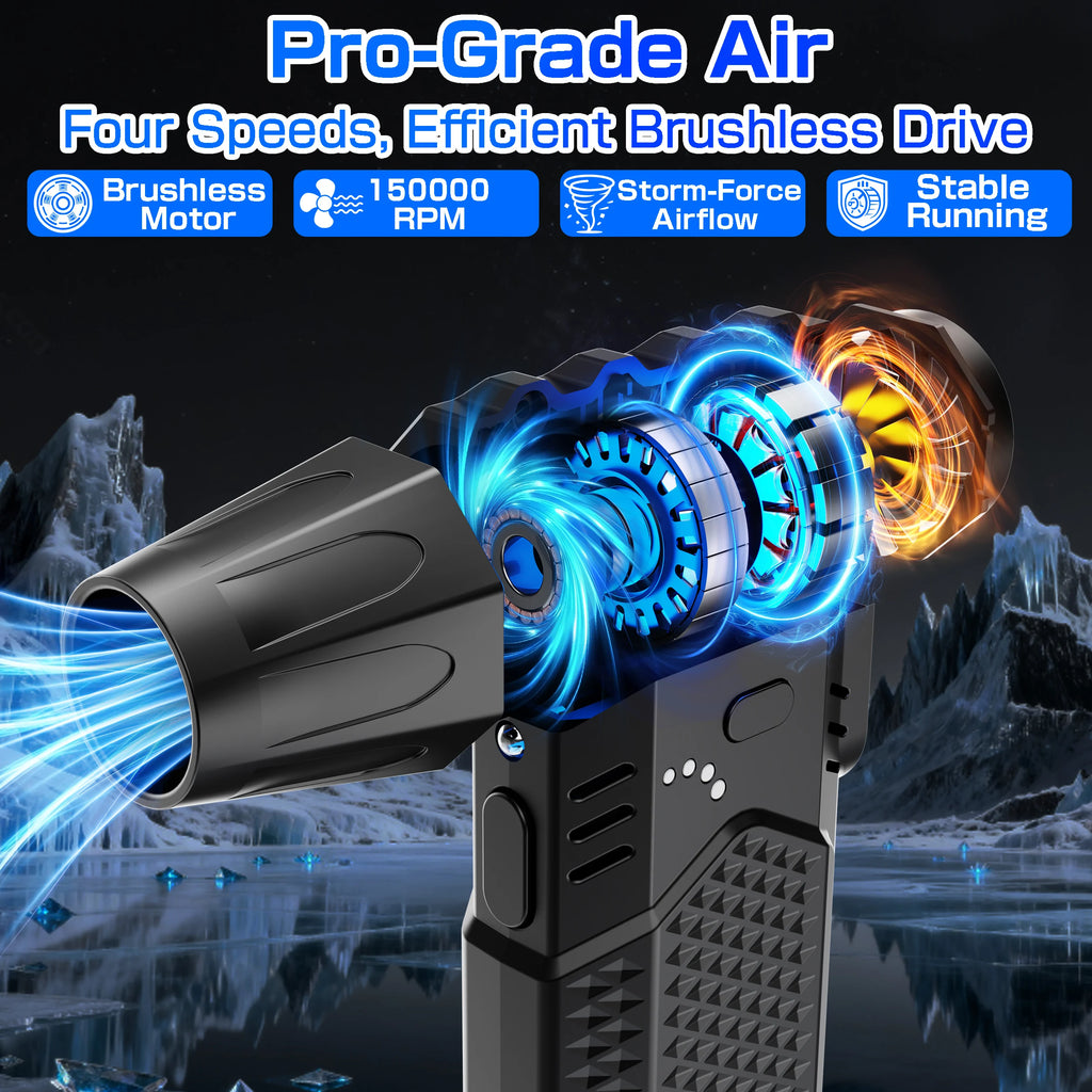 Car Vacuum Cleaner Violent Jet Fan Blower Turbo Fan Cleaning Blowing Tools Hair Dryer Family Electric Air Duster Auto Accessories Dust Collector Outdoors Portable 150000RPM