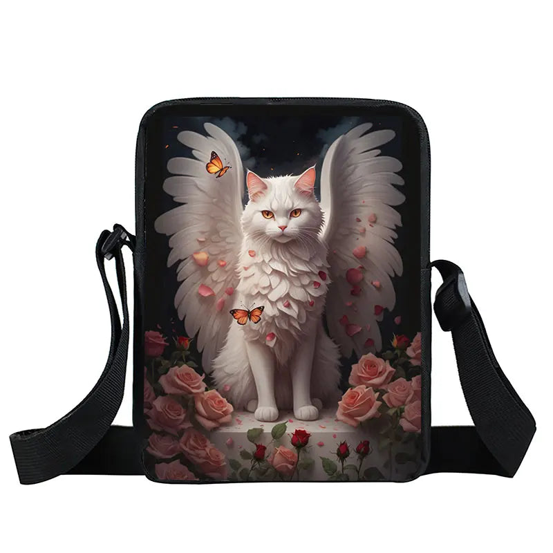Fantasy Magic Cat Print Small Crossbody Bag Women Handbags for Travel Teenagers Boys Girls Phone Holder Storage Bag Gift