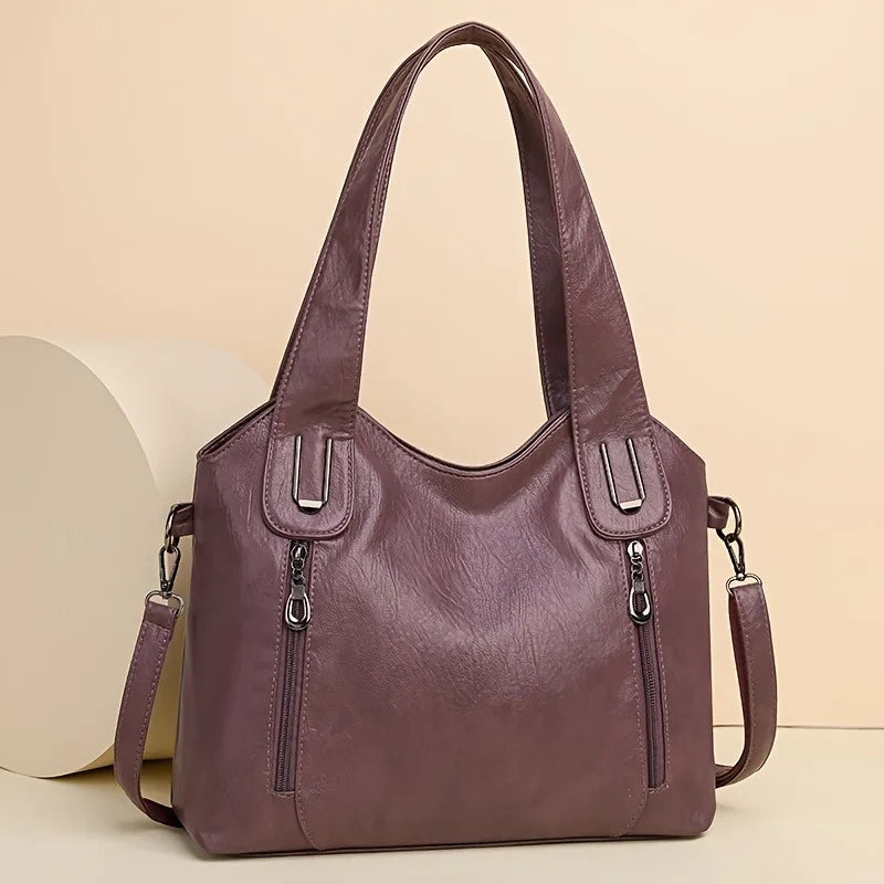 New Women Large Capacity Tote Bag Leather Shoulder Handbag with Removable Strap Fashion Casual PU Crossbody Bag Shoulder Bags