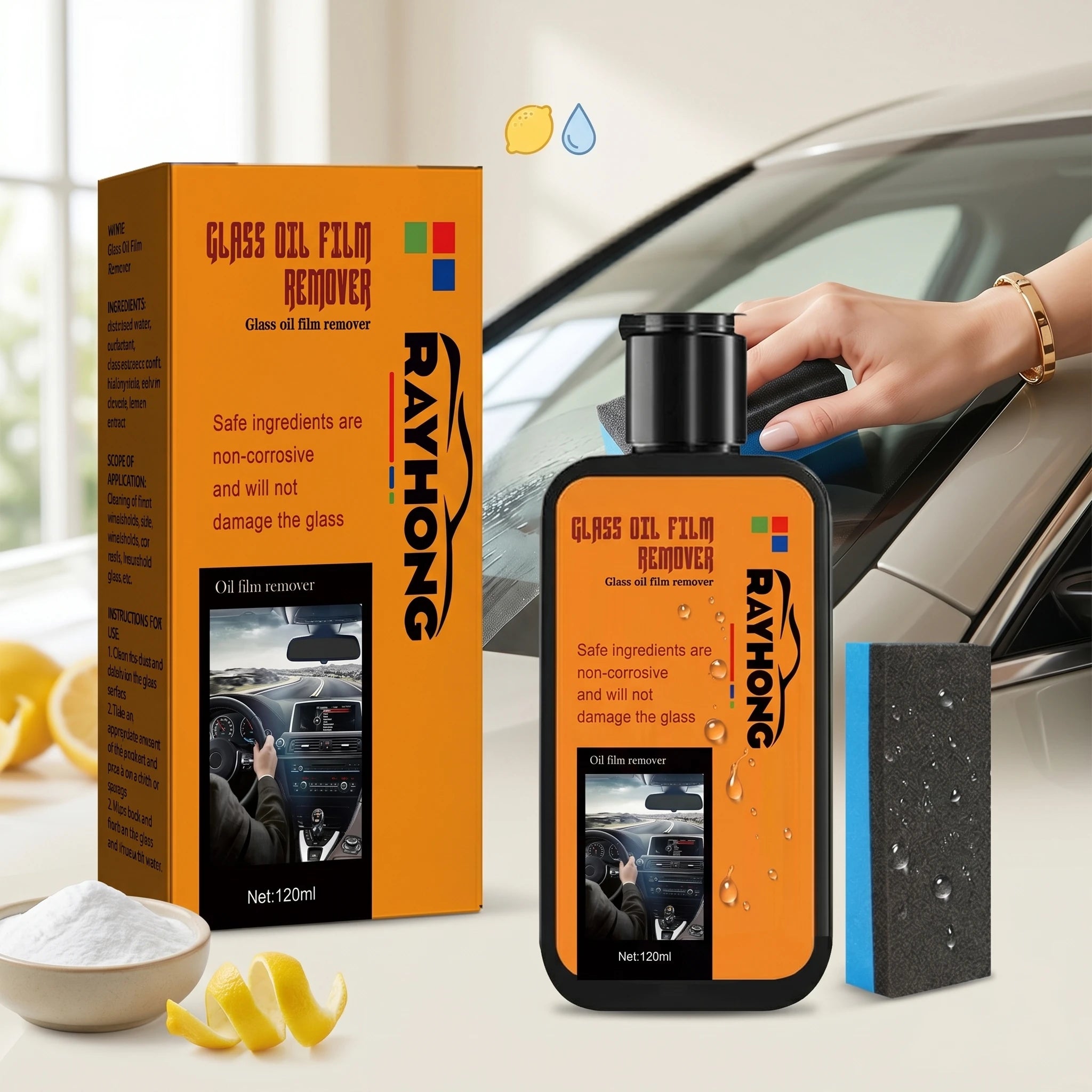 Car Glass Oil Film Remover Cleans Dirt Stains Watermark Enhance Transparency Window Polish Rainproof Compound Windshield Cleaner