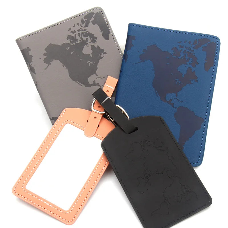 Retro Passport Covers Luggage Tag Pu Leather Passport Case Luggage Tags Travel Passport Organizer ID Card Holder
