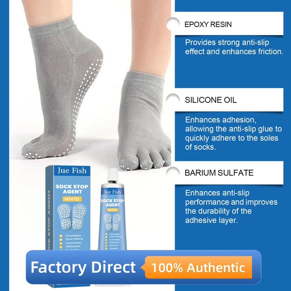 Sock Stop Glue with Scraper and Template Soft Non-Slip Adhesive Sock Stopper Liquid for Socks Pet Socks Floor Mats Blankets