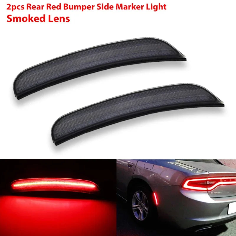 iJDM For Dodge Charger Front/Rear Bumper Side Marker Light Turn Signal Lights/Driving Lights Replace OEM Sidemarker Lamps 15-22