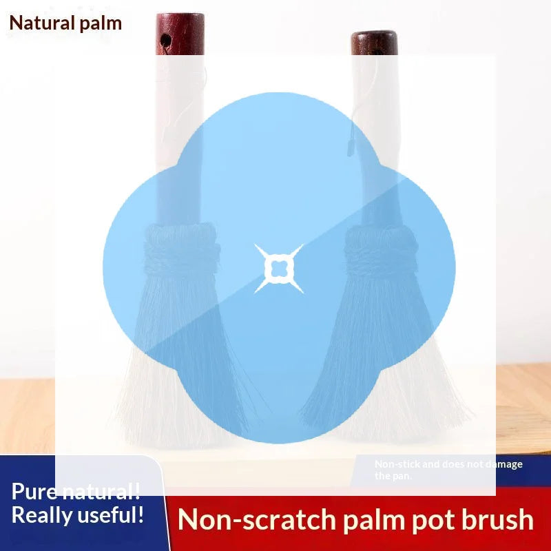 Palm Silk Wooden Handle Pot Brush Non-stick Oil Soft Hair Cleaning Brush Kitchen Stove Dishwashing Brush Cleaning Products