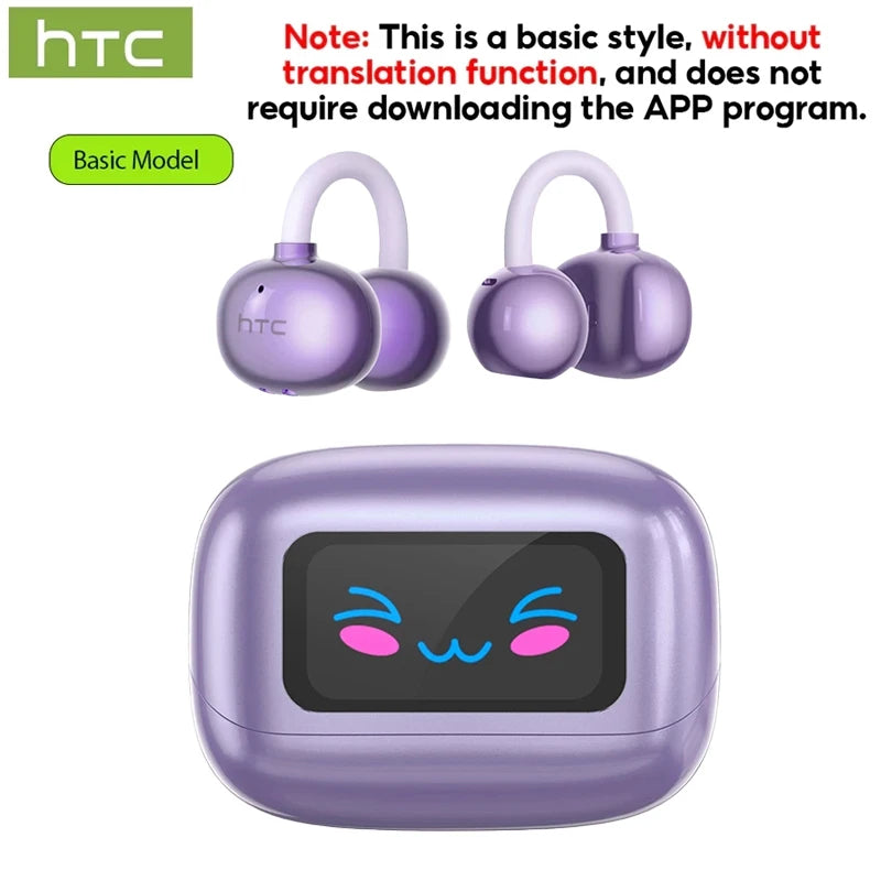 HTC Original Bluetooth Earphones NE54 identica NE32 Earclip AI Translator Wireless Earbud Low Latency HIFI Music Bone Conduction