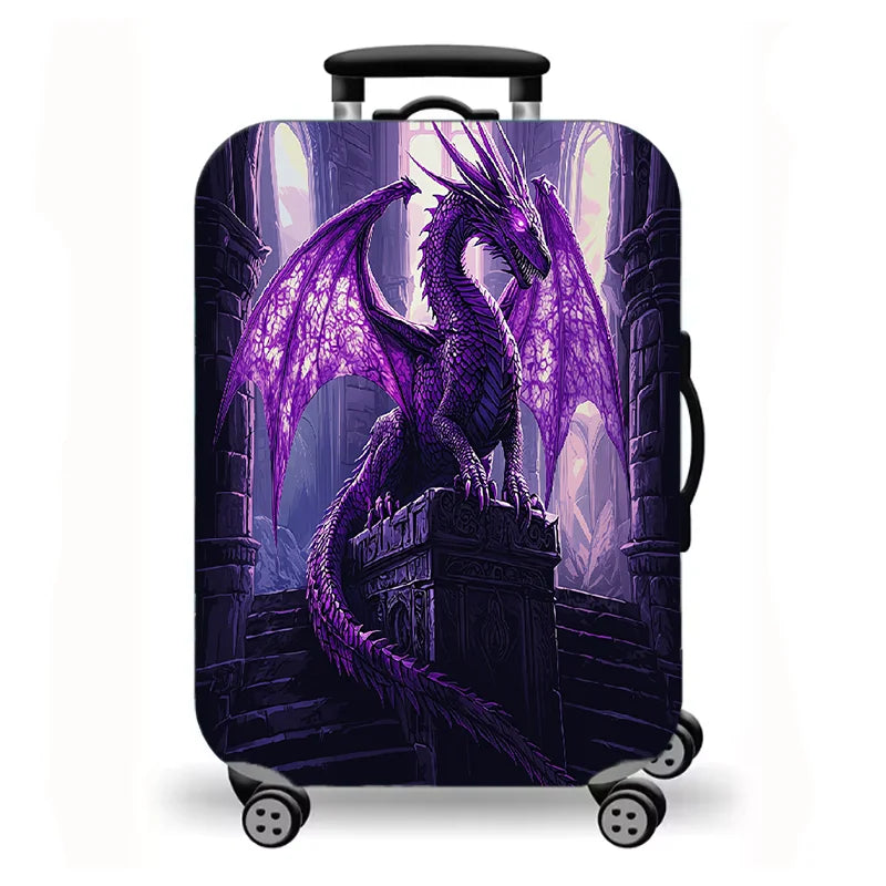 Luggage Cover, Fantasy Dragon Mythical Creature Print Stretch Suitcase Protector, Washable Anti-Scratch Travel Baggage Cover