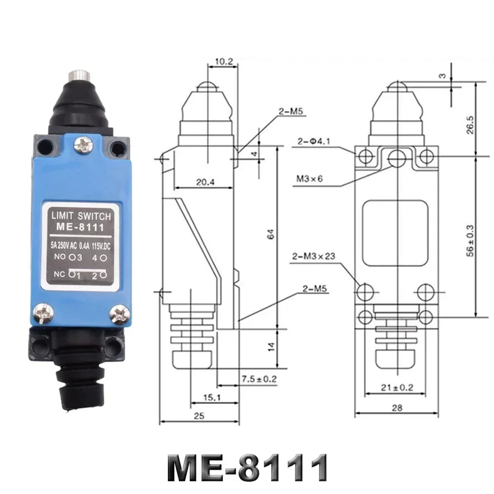 Waterproof CNC Limit Switch ME 8108 8111 8122 9101 5A/220V Rotary Roller Lever Sealed Industrial Momentary Limit Switch 1NO 1NC