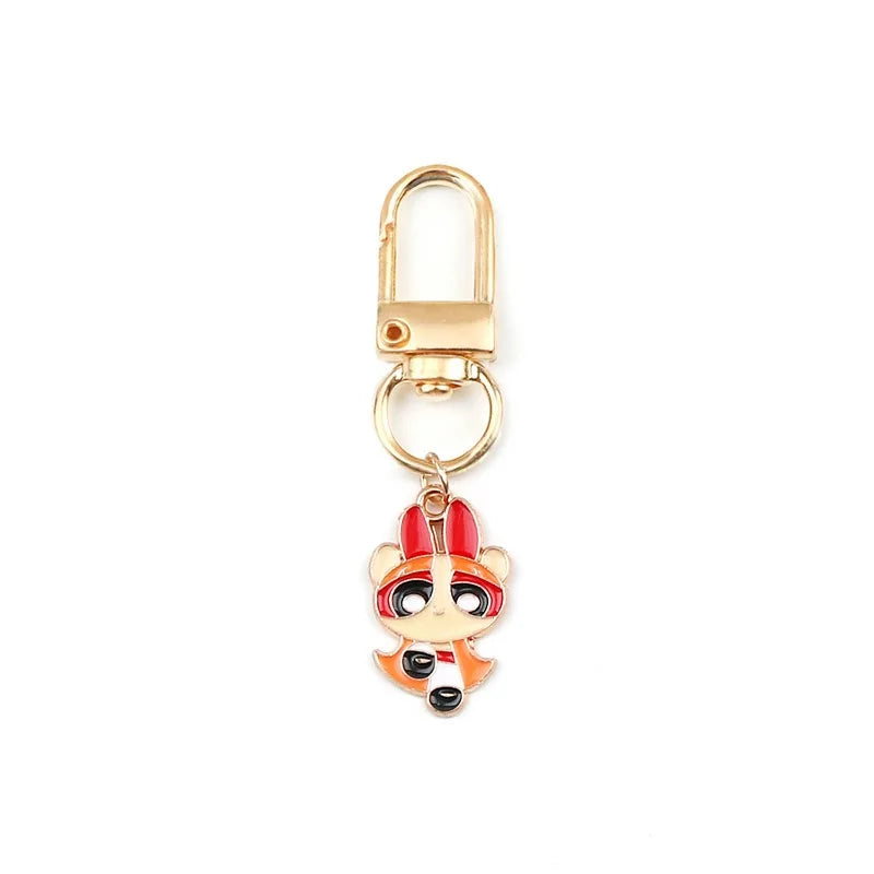 6pcs alloy drip oil cartoon girl keychain, suitable for bag hanging accessories, the best choice for gifts